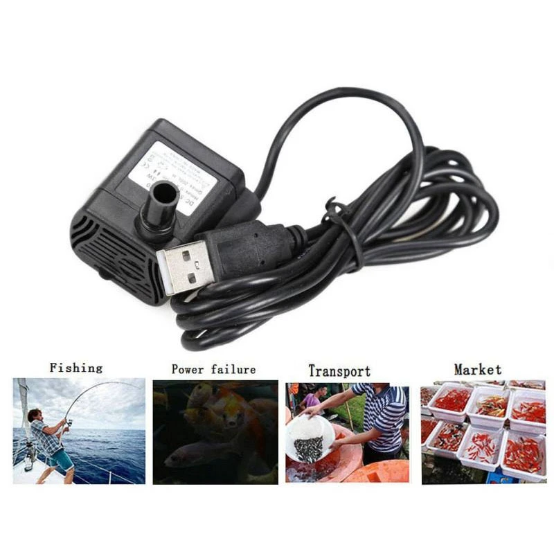 Ультра-тихий мини Бесщеточный Usb водяной насос 5В 70 см погружной фонтан