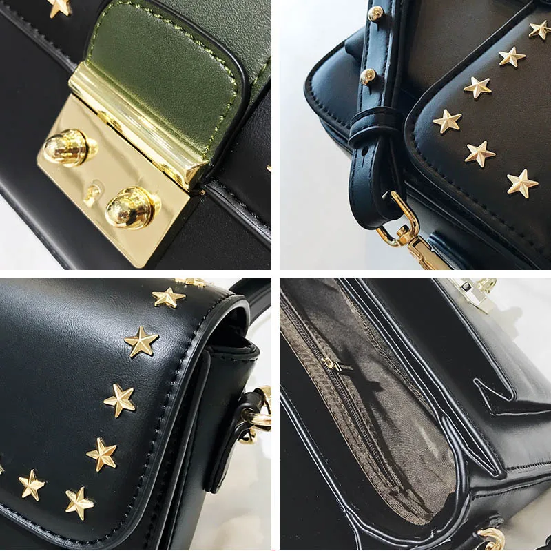 Женская винтажная сумка мессенджер из искусственной кожи с заклепками и