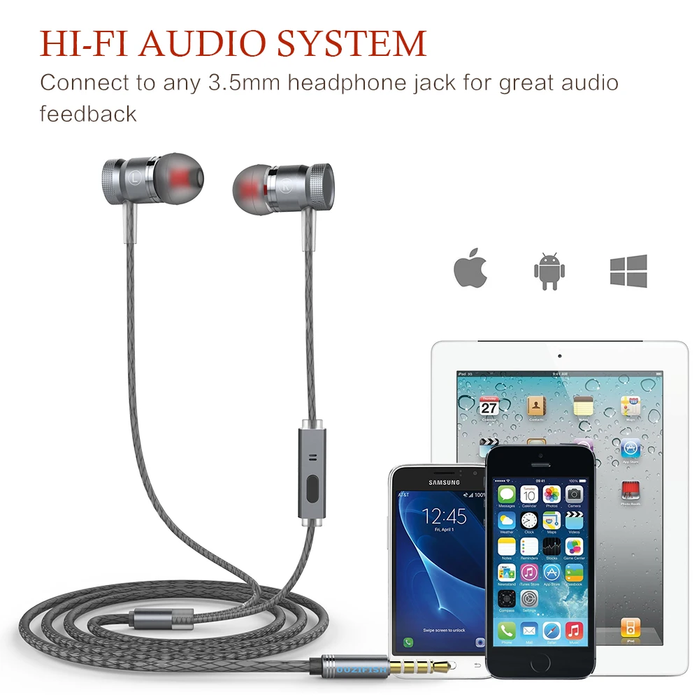 Original OUZIFISH Hybrid Pro HD Earphone In Stock with Mic Remote Headset for iPhone Xiaomi Redmi Samsung LG In-Ear Earbuds | Электроника