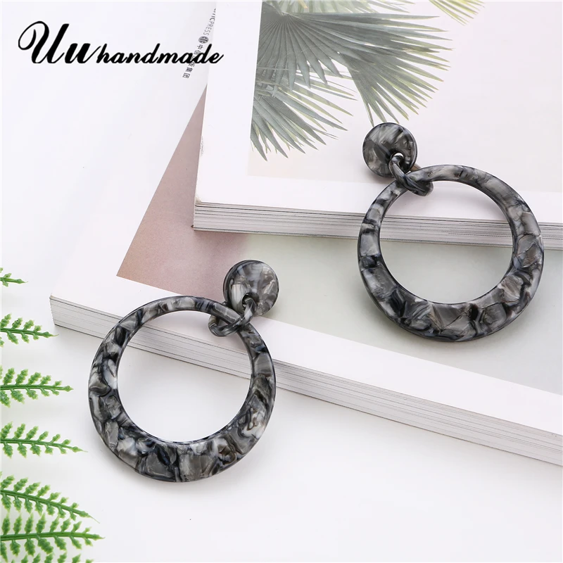 Винтажные акриловые серые круглые серьги с леопардовым принтом для женщин