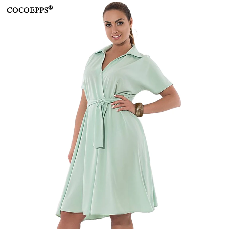 Женское платье с поясом кушаком повседневное свободное большого размера