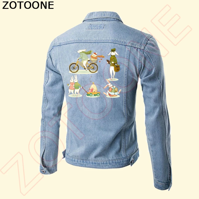 ZOTOONE милый кролик цвет яйцо пасхальные наклейки утюжок на патч печатных футболок