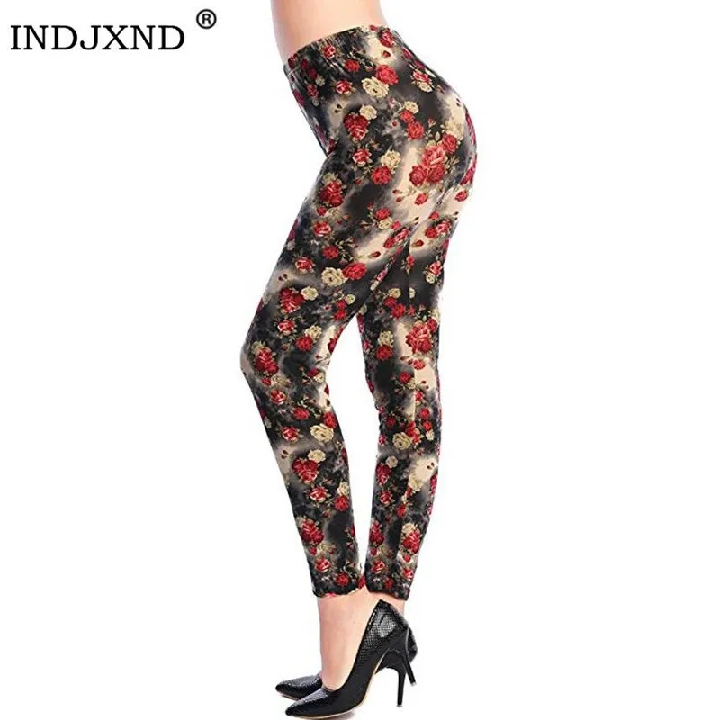 

INDJXND Women Fitting Sports Leggings High Waist Push Up Black Spandex Pants Workout Leggings Femme High Elasticity Clothing