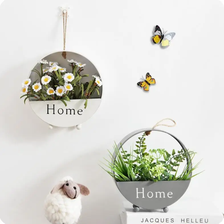 Iron Wall-mounted Flower Basket Bedroom Decoration Bonsai Living Room Shelf Restaurant Plant Flowerpot |