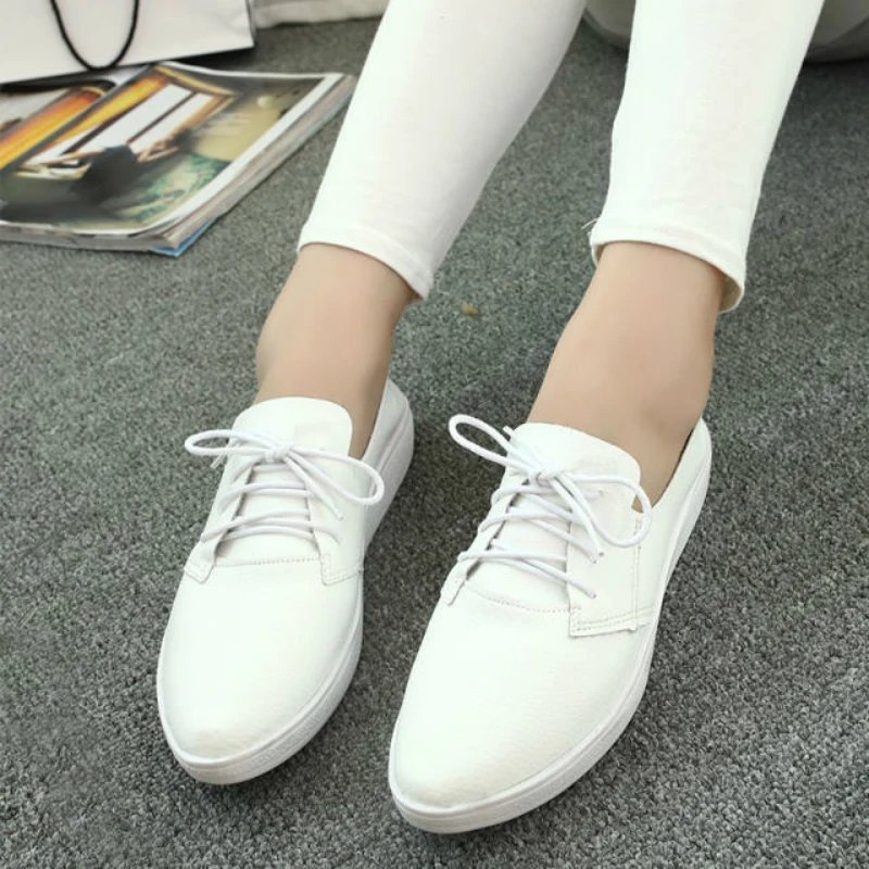 Sneaker White Flats Women Fashion Shoes Canvas Daily Wear Fitness Casual Lace Up Soft Comfortable Low Heel Black Silver | Тематическая
