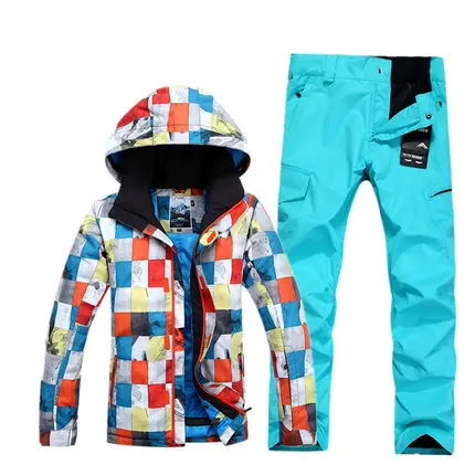 GSOU SNOW Brand лыжный костюм Для мужчин лыжная куртка брюки зима Mountain Лыжный Спорт костюм Водонепроницаемый сноуборд устанавливает мужской - Цвет: color7