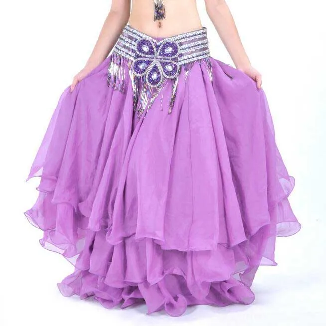 Light Purple Женская племенная юбка для танца живота, женские длинные цыганские юбки, льняная практика танца живота/платье для выступлений, 13 цветов, костюм для танца живота - Цвет: Light Purple