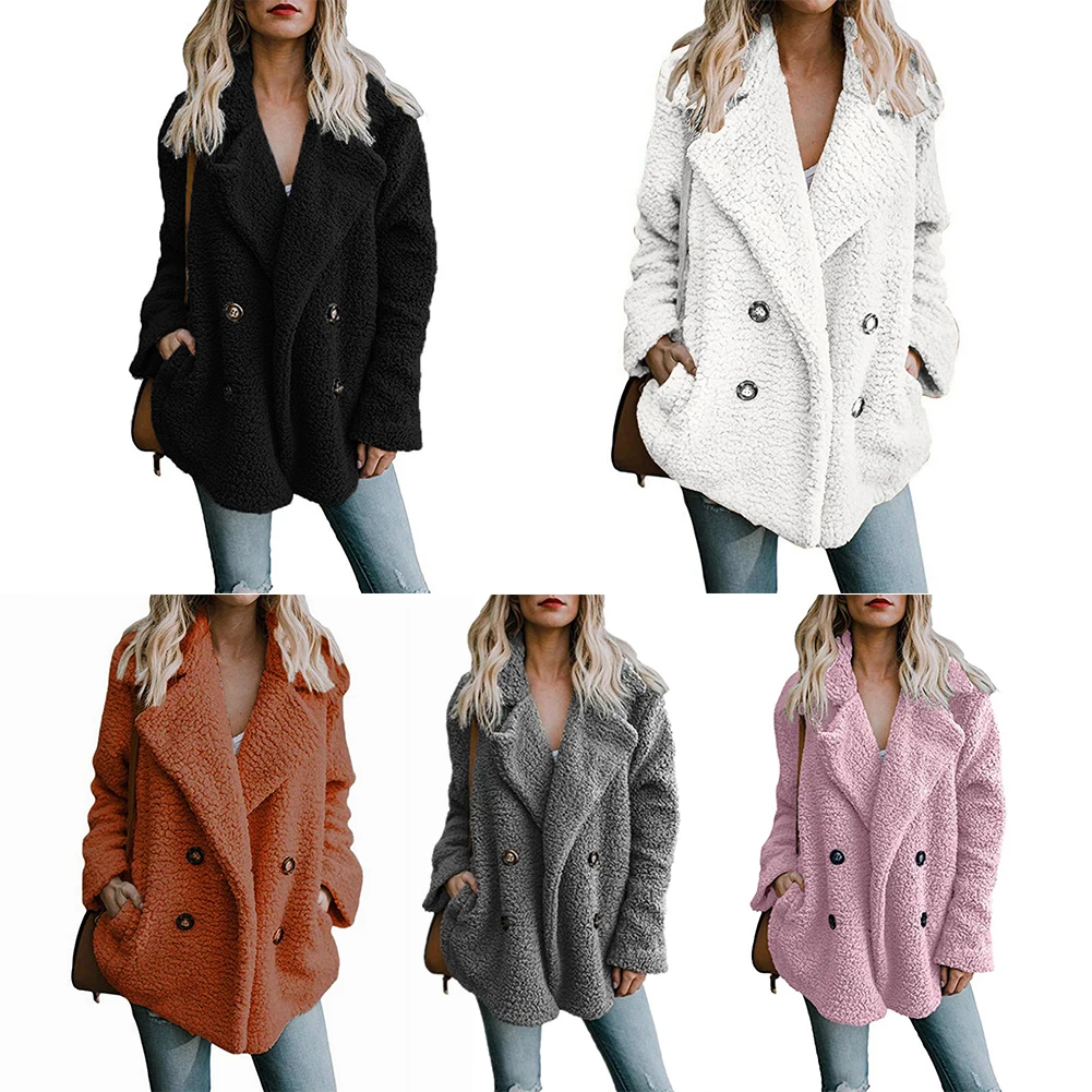 Зимняя верхняя одежда теплая Кнопка женские куртки с карманом пальто