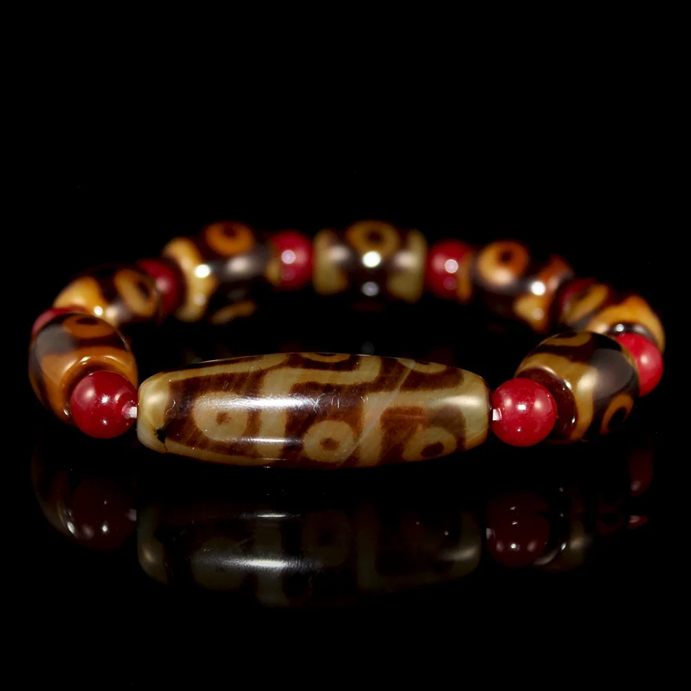 Тибетские бусины Dzi с девятью глазами и тремя из натурального камня натуральные