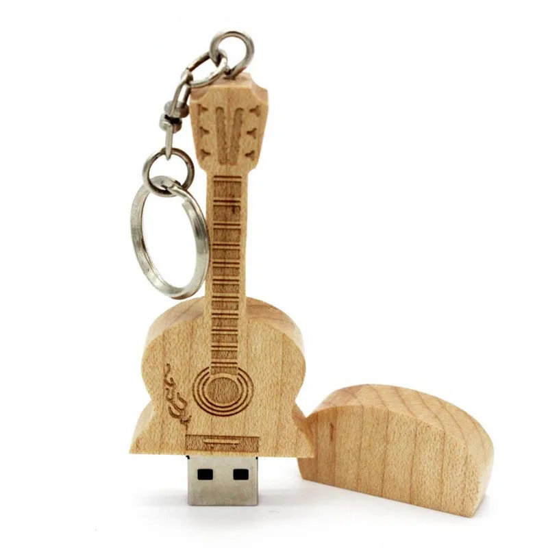 maple wood POWERONE Логотип заказной деревянный гитарный флеш-накопитель Гитара s usb флеш-накопитель карта памяти Флешка 64 ГБ 16 ГБ 32 ГБ Подарочный металлический брелок для ключей - Цвет: maple wood