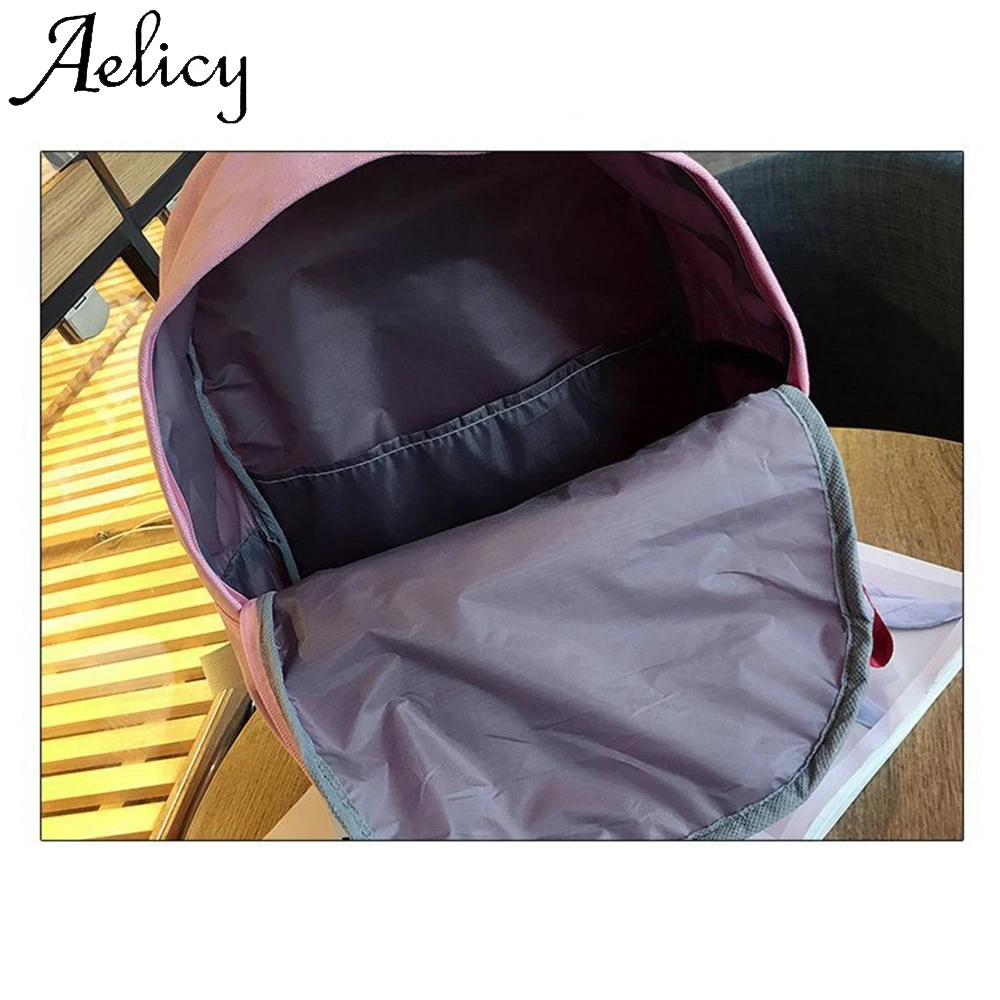 Aelicy Женская Мода Холст сплошной Школьные сумки дорожные рюкзак Студенческая