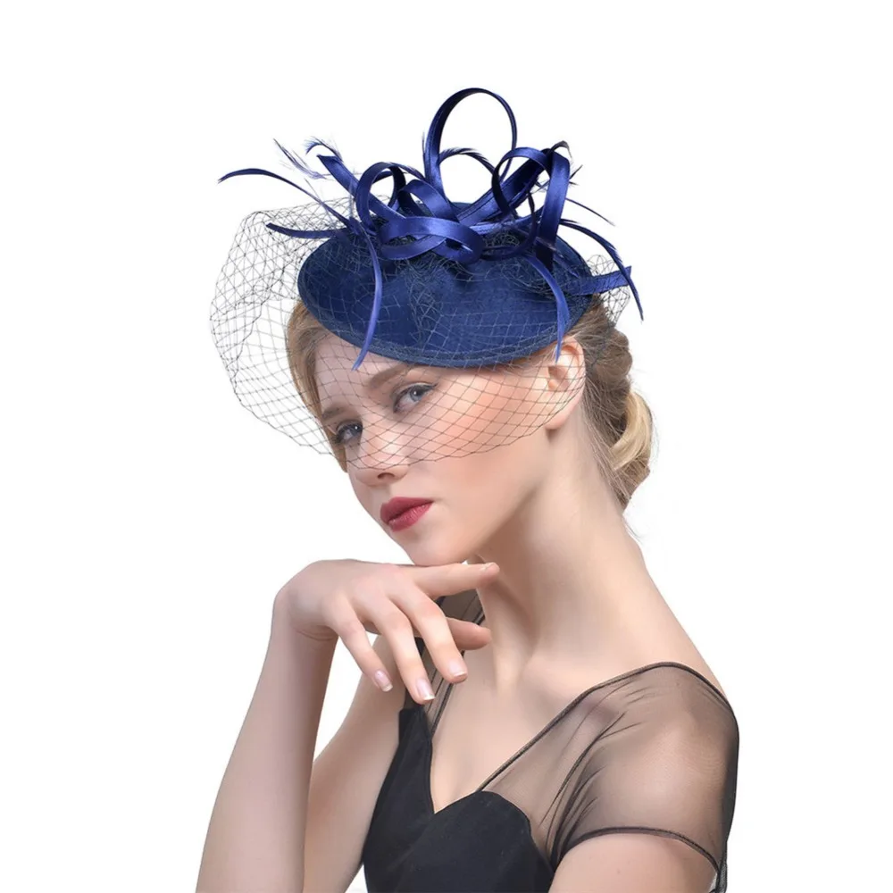 Свадебное перо головной убор заколка для волос Коктейльная Чайная Вечеринка