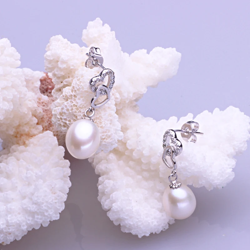 Женский комплект украшений из серебра 925 пробы серьги с натуральным жемчугом