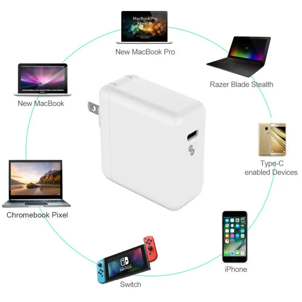 

Сетевое зарядное устройство с USB-портом, 45 Вт, для MacBook Air/iPad Pro 2018, iPhone,samsung и т. д.
