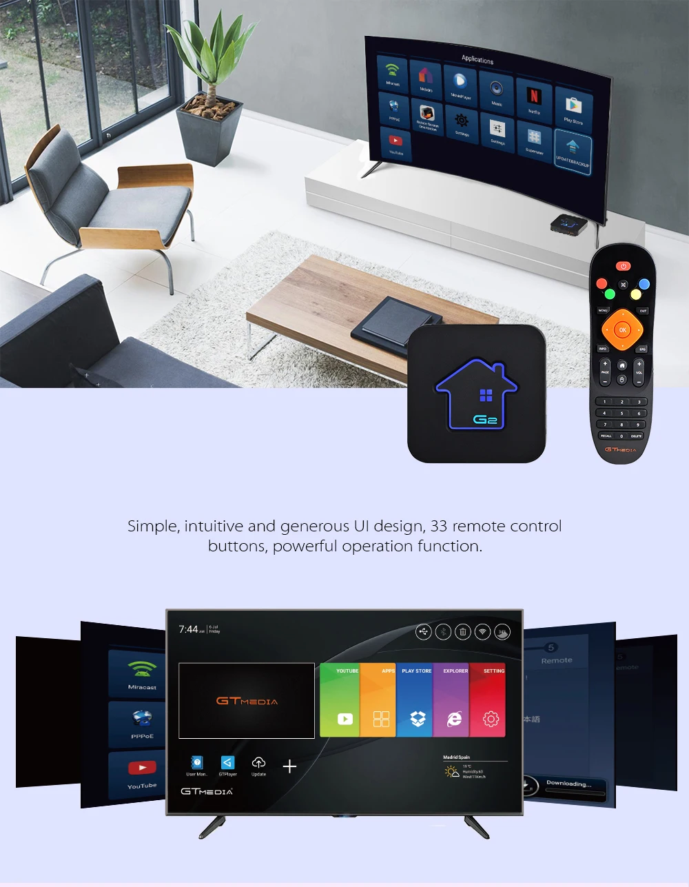 GTMEDIA G2 S905W Android 7,1 Smart Box Media Player DRM Widevine L1 Италия Германия Великобритания IP ТВ netflix Встроенный Wi-Fi 4 K 2 K HD tv Box