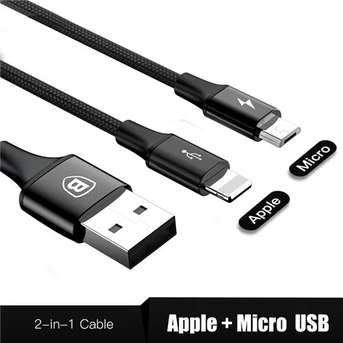 LM blcak Baseus 3в1 2в1 USB кабель для iPhone X 8 7 6 Micro кабель type usb C кабель для samsung S9 S8 Быстрая зарядка кабель зарядного устройства 3A шнур - Цвет: LM blcak
