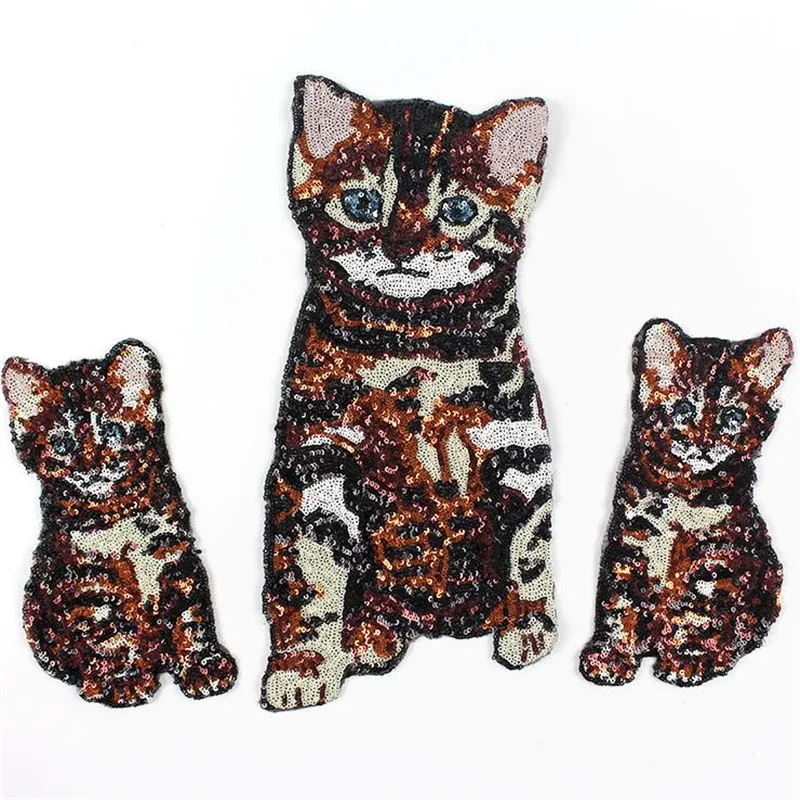 Футболка Для женщин топ животных патч блестки 27 см Cat иметь дело с ним железа на