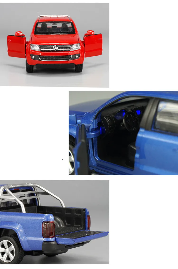 Моделирование 1:30 Amarok 4 Открытый пикап модель грузовика, металлический звук и свет обратно в детский подарок игрушка, модель автомобиля