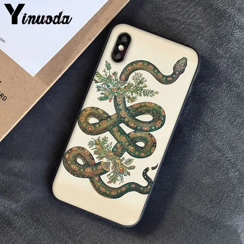Чехол Yinuoda с животными змея и папоротника Красочный милый чехол для телефона iphone
