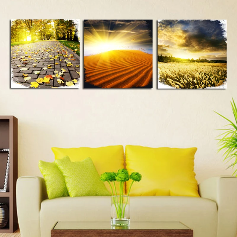 3 шт. пейзаж пустыня Восход настенные картины Большая Картина на холсте Красивая