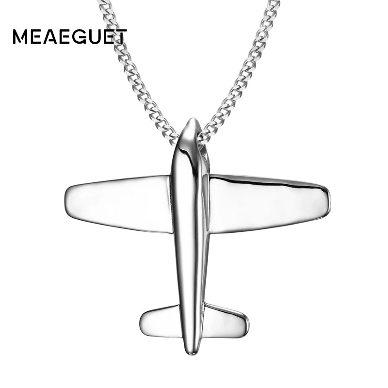 Meaeguet Мужская нержавеющая сталь Подвеска Ожерелье самолёт золотого цвета самолет-2" цепь