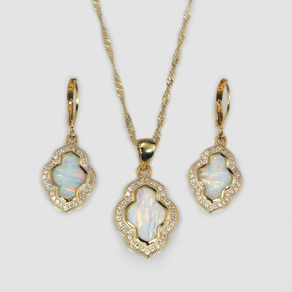 

JL0003 2018 New Original Design Gorgeous Gourd Shape Opal Jewelry Set Engagement and Wedding Sets High Quality Female Jewelry