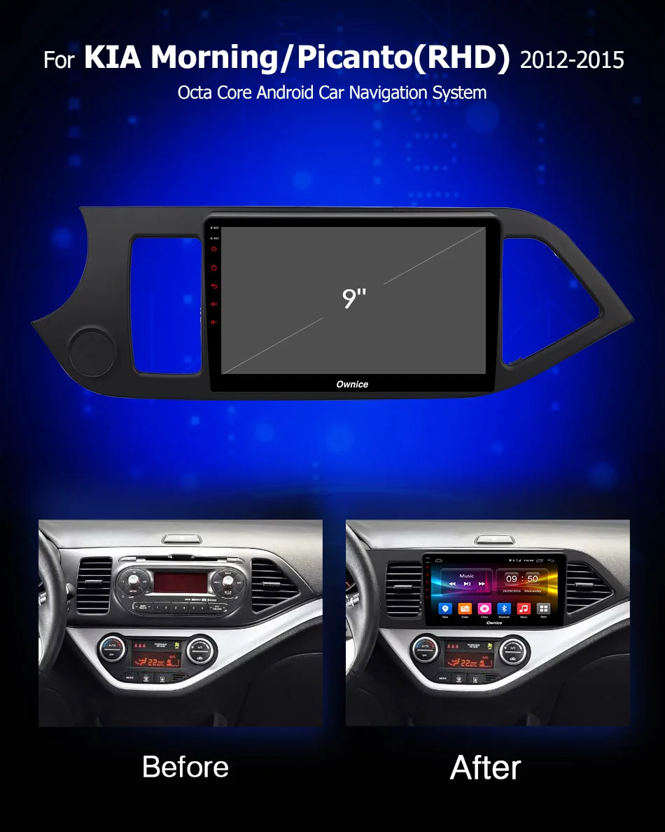 Ownice Android9.0 Octa Core Car DVD Player GPS Navi Stereo for KIA PICANTO MORNING 2012 2013 k3 k5 k6 4G LTE DSP SPDIF