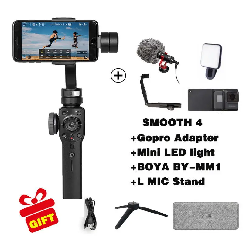 Option 6 Zhiyun SMOOTH 4 3-осевой Карманный стабилизатор для смартфона экшн-камеры телефона Портативный iPhone Q Gopro Hero sjcam - Цвет: Option 6
