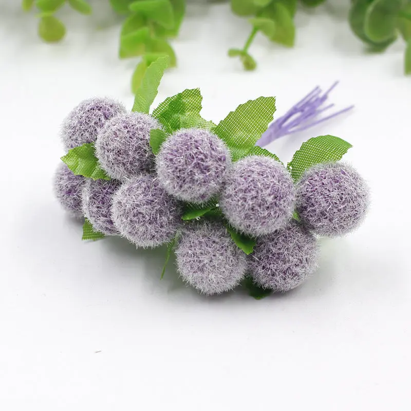 Фиолетовый 10 шт.(10 см/комплект) искусственные цветы, искусственный шар из хлопка, букет из бархата/украшение для дома, сделай сам, Рождество, свадьба - Цвет: Фиолетовый