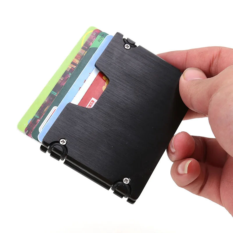 Минималистичный алюминиевый тонкий кошелек с RFID-блокировкой держатель для карт