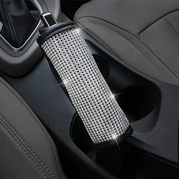 Handbrake Cover Bling Стразы кожаный чехол на руль кристалл для девочек леди Универсальный подходит 38 см - Название цвета: Handbrake Cover