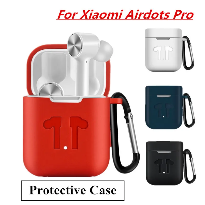 Силиконовый чехол для Xiaomi Airdots Pro защитный чехол для наушников с карабином сумка с крючком зарядная коробка для Xiaomi Air гарнитура TWS