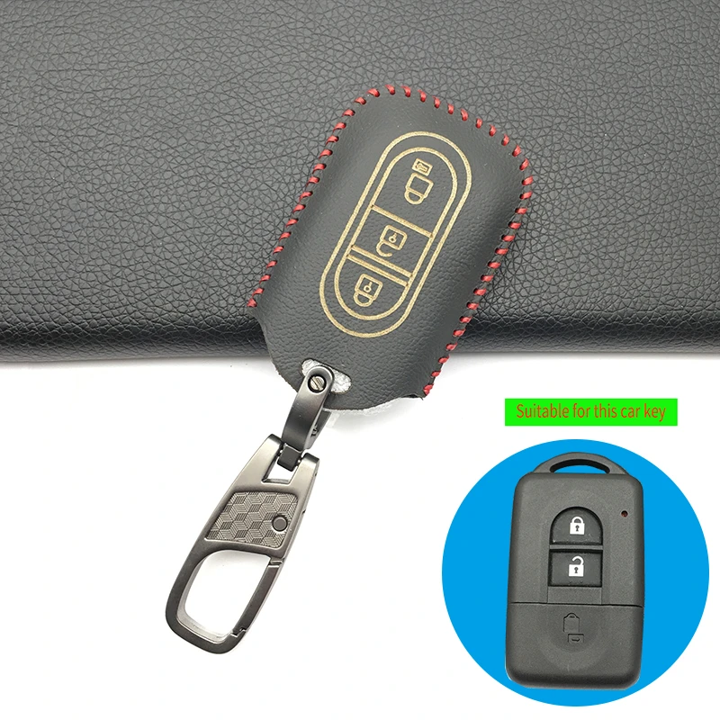 Кожаный чехол с 3 кнопками для Nissan Qashqai Micra Juke X-Trail Navara Note Tiida Pathfinder Holder - купить по