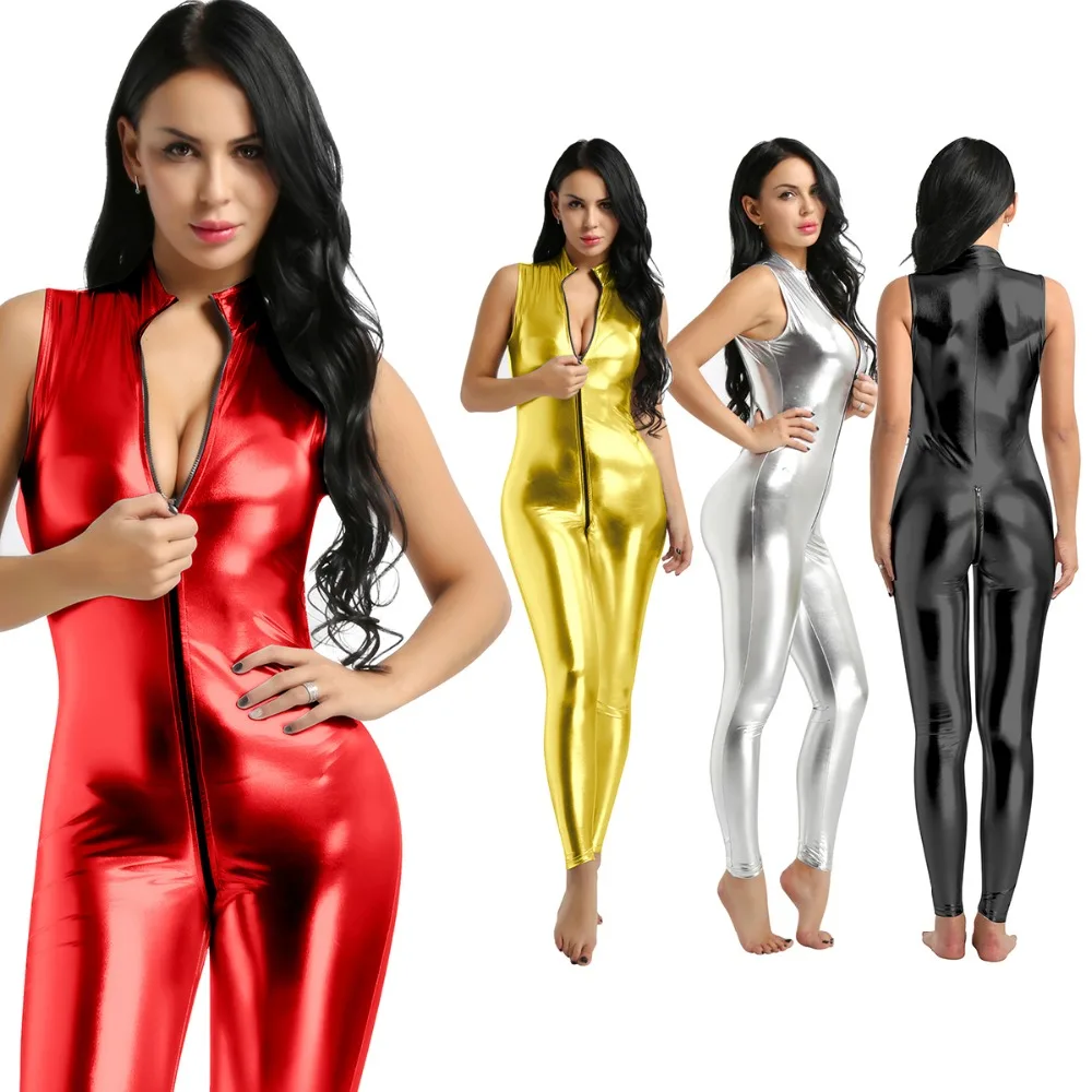 Женский блестящий кожаный боди Wetlook латексный Мишка женский комбинезон