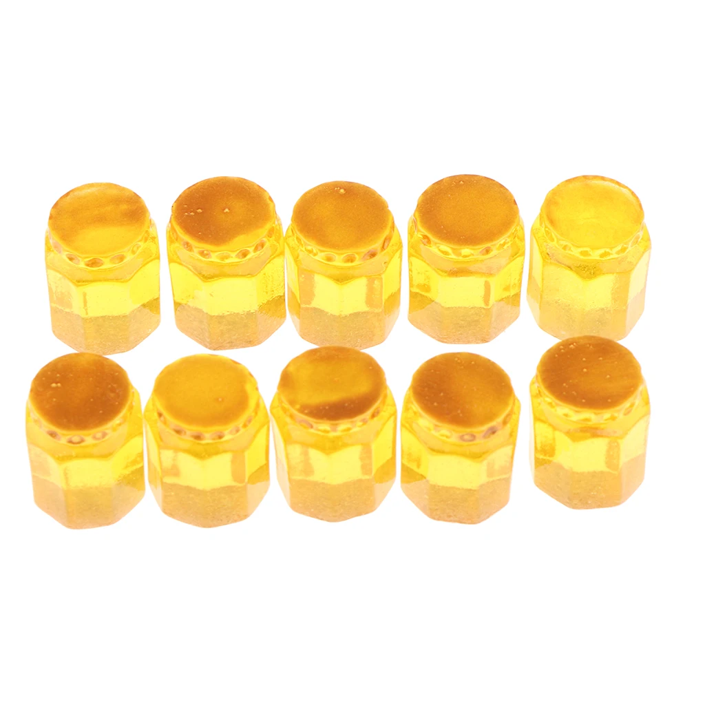 10 Pieces 1/12 Dollhouse Miniature Canned Food Honey Jars Jam Jar Kitchen Decorations Groceries Accessories Yellow / Red |