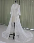 Кружевная Свадебная накидка, жакет-болеро, свадебное пальто с длинным рукавом, шлейф, 2019