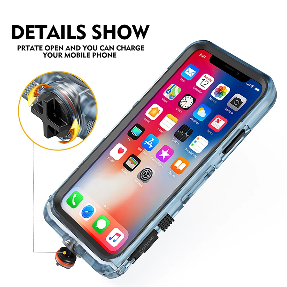 CORNMI водонепроницаемый чехол для iPhone X полное покрытие защитный чехол подставка держатель PC tермопластичный силикон новое поступление
