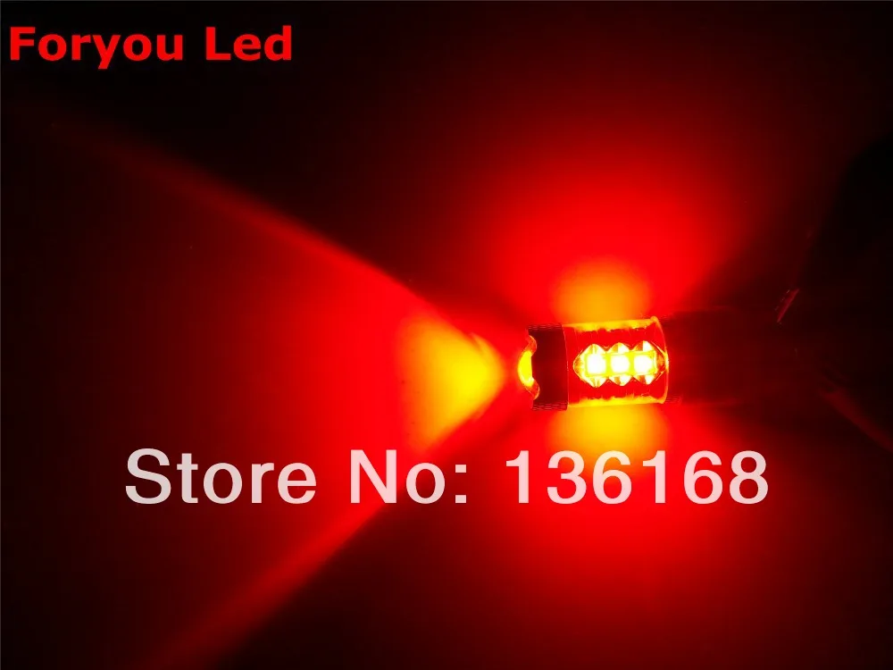 Free Shipping 2Pcs Canbus No Error Message 7443 cree Chips 80w Dual Filament Intensity  led brake light lamp red color Car Light