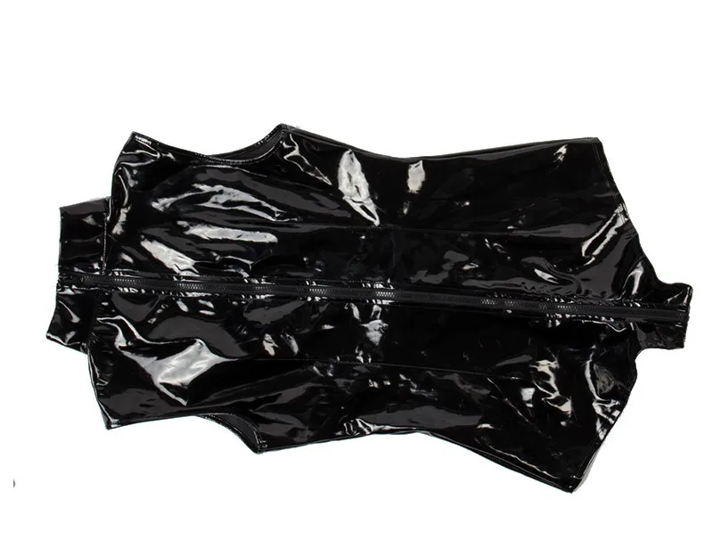 Женские сексуальные костюмы кошек черный PVC кожаный Детский костюм платье с