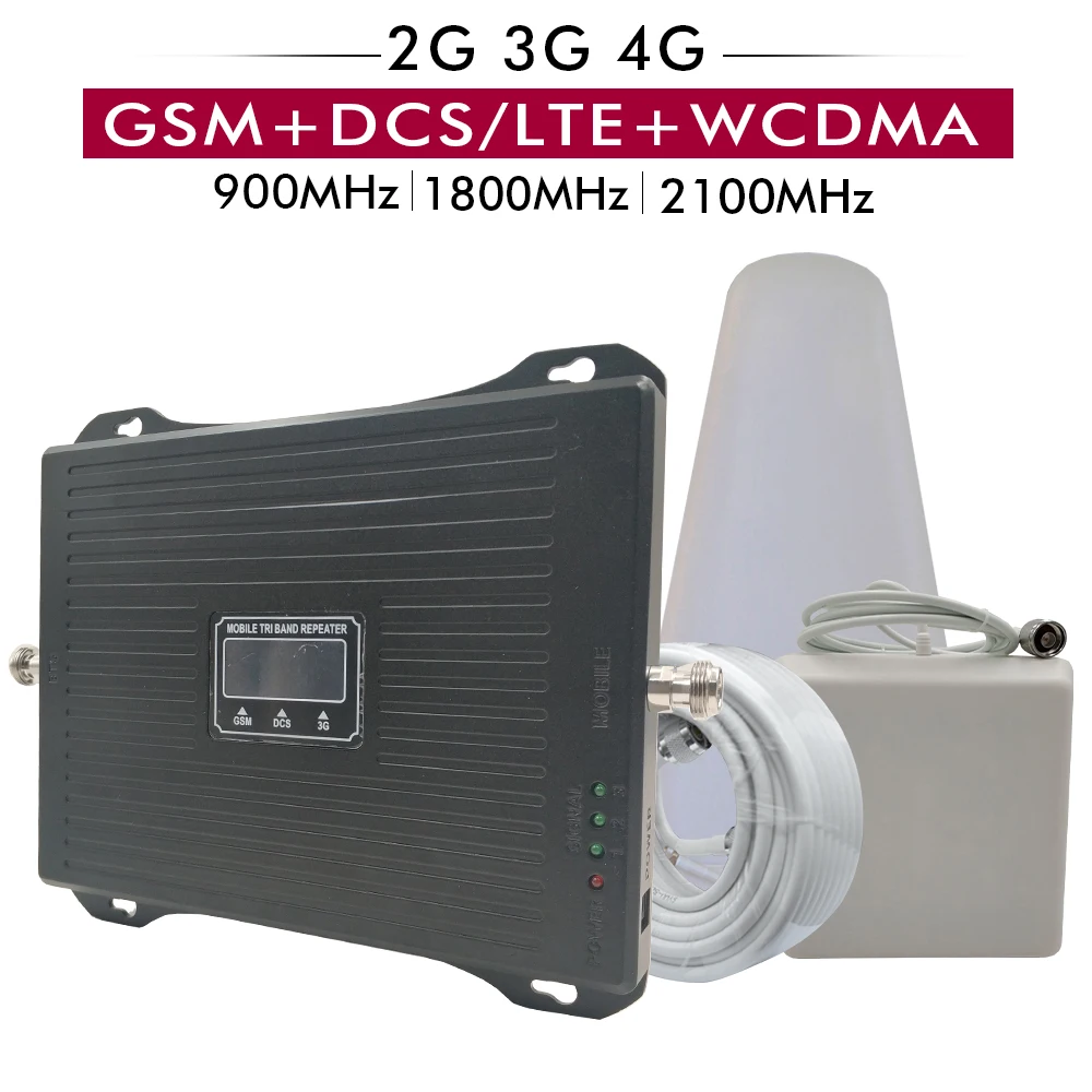 Трехдиапазонный усилитель сигнала 2G/3G/4G GSM 900 + DCS/LTE 1800 UMTS WCDMA 2100 ретранслятор