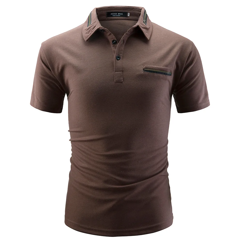 Новая модная летняя мужская футболка однотонная Повседневная рубашка на молнии