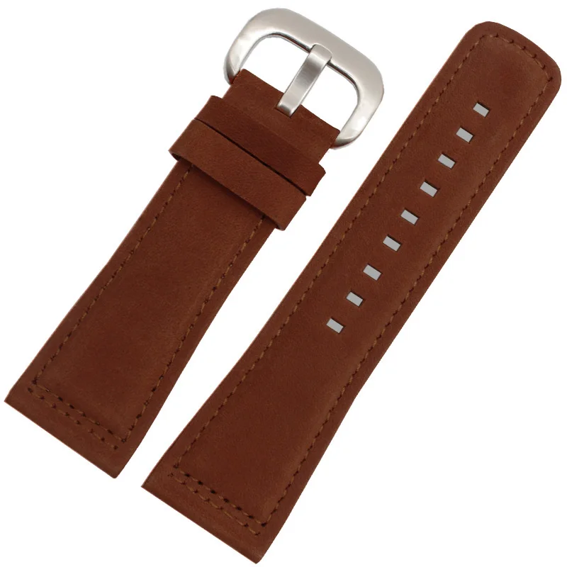 brown silver buckle Браслет из натуральной кожи, кожаный ремешок 28 мм для пятницы P1P2BQ1Q3, ремешок для часов с двойной головкой, Воловья кожа, ремешок для часов - Цвет ремешка: brown silver buckle