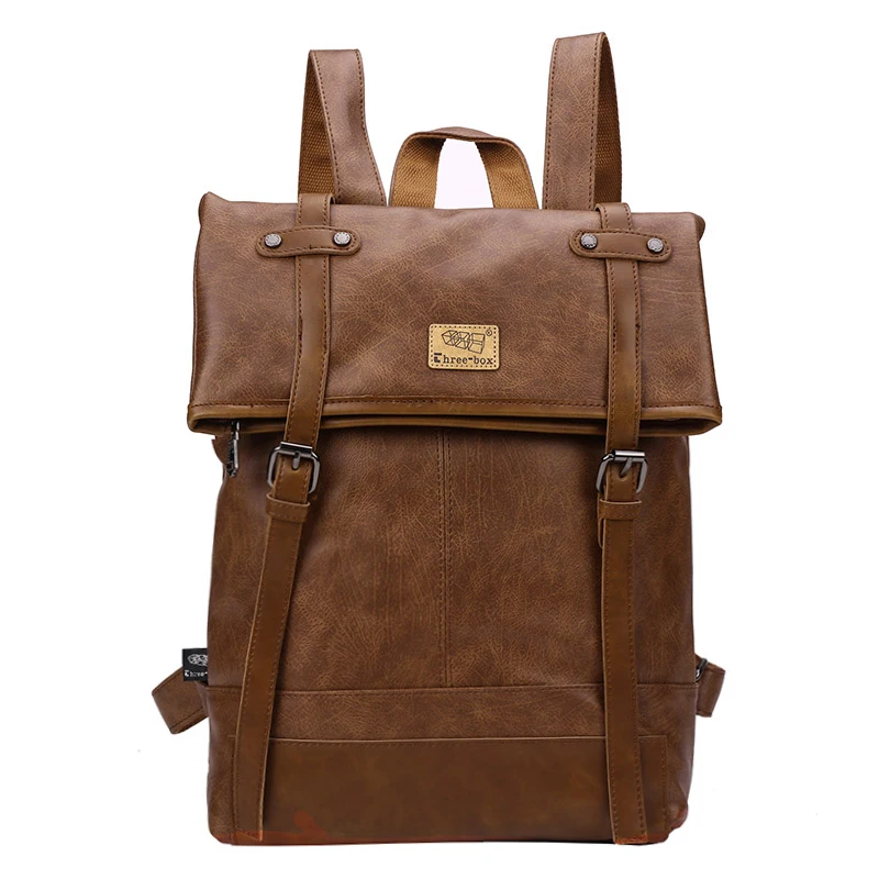 

Hot Sell Men's Large Capacity Backpack Teen Student Travel Backpack Boys High Quality Leather Laptop Bag Vintage Daypack Mochila