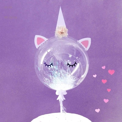UNICORN Единорог торт Топпер с днем рождения поставки Топпер для торта с кошкой украшения Детские сувениры прозрачный шар кекс Топпер - Цвет: UNICORN