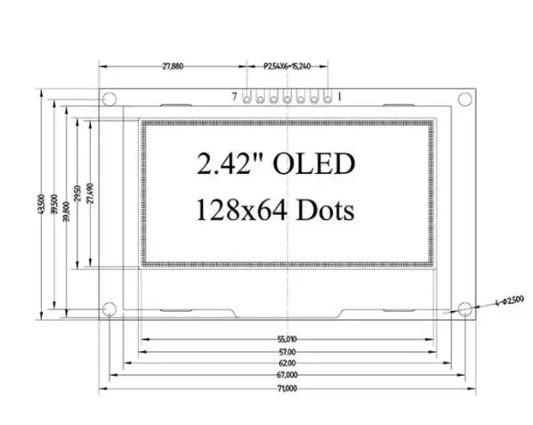 2 42 дюймовый ЖК экран 12864 OLED дисплей модуль IIC I2C SPI серийный C51 STM32 SSD1309 для Arduino 128X64