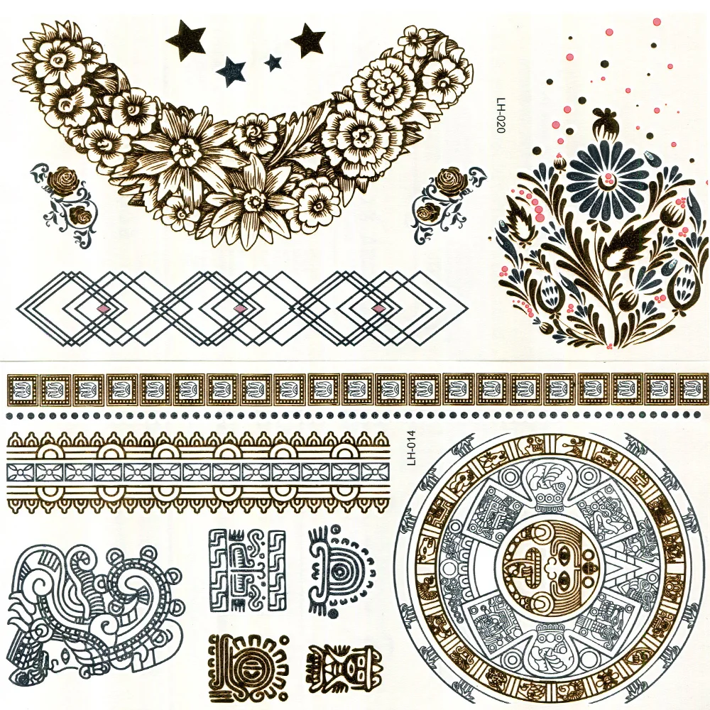 10 Pcs/lot Style Body Art Painting Tattoo Stickers Glitter Temporary Flash Makeup Metallic Tatto Bronzer | Красота и здоровье