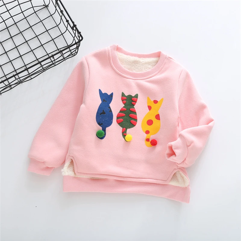 2018 г. свитер для девочек детские толстовки повседневные Детские Бархатные Топы