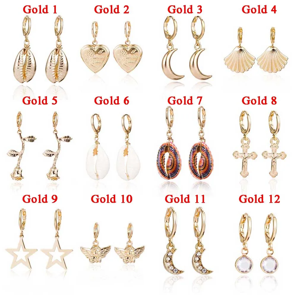 Lover Heart Sea Shell Цветочные висячие серьги корейские милые натуральные богемные