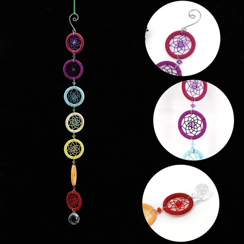 

JX-LCLYL Rainbow Chakra Dream Catcher Wall Hanging Decoration Ornament for Car Home