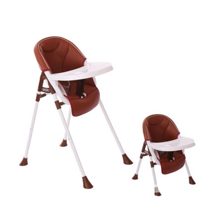 3-Brown leather Для новорожденных, стульчик для кормления, обеденный стул, детский обеденный стул, складной, многофункциональный, портативный, детские стульчики, детское сиденье - Цвет: 3-Brown leather